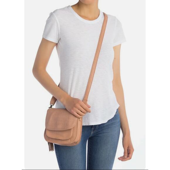 Small Day & Mood "Tribal-Like" Embossed Leather Crossbody Saddle Bag - Picture 2 of 12